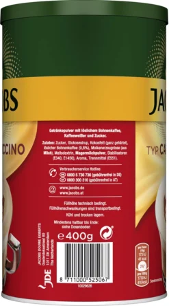 JACOBS Typ Cappuccino 6 X 400 G Dosen Feine Cremigkeit - Viel Schaum -Kaffeegenuss Verkaufsgeschäft b26a4aa3db2b83e8dadfb2d330aaafb4
