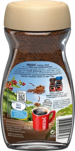 Nestlé® Nescafé Classic Mild | Löslicher Kaffee | 200g-Glas -Kaffeegenuss Verkaufsgeschäft b2c5f151dbc94f4402c8a50f8f23a411