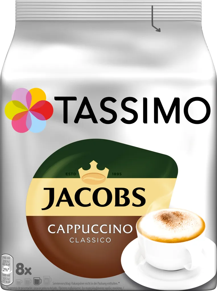 Tassimo Jacobs Cappuccino Classico | 8 T Discs, Kaffeekapseln 1 Tassimo Jacobs Cappuccino Classico | 8 T Discs, Kaffeekapseln