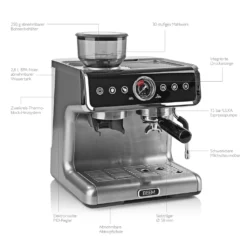 BEEM ESPRESSO-GRIND-PROFESSION Espresso-Siebträgermaschine Mit Mahlwerk + 1x ESPRESSO PERFETTO Ganze Bohne + 1x CAFÉ CREMA Ganze Bohne Espressomaschine Siebträger Maschine Barista Edelstahl Mit Mahlwerk Inkl Kaffee -Kaffeegenuss Verkaufsgeschäft b5efb1c5c4b73530c8676152965c507d