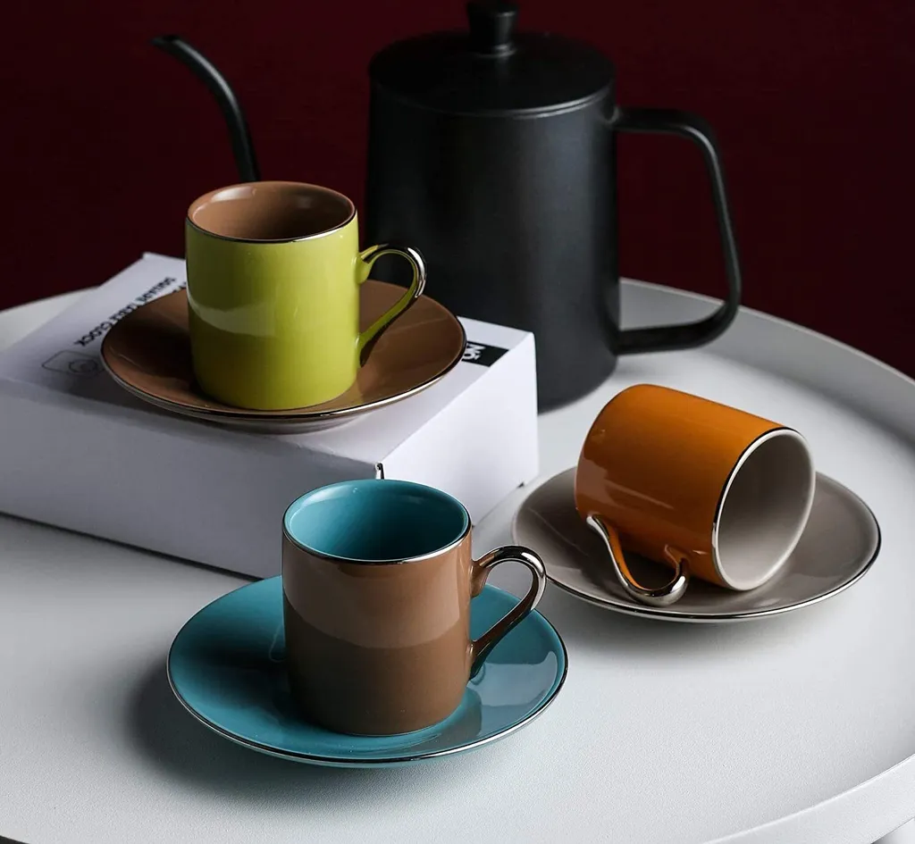 Artvigor, Porzellan Kaffeeservice, Bunt 12 Teilig Kaffee Set, Mit 6 Espressotassen 80 Ml, 6 Untertassen, Mehrfarbig 3 Artvigor, Porzellan Kaffeeservice, Bunt 12 Teilig Kaffee Set, Mit 6 Espressotassen 80 Ml, 6 Untertassen, Mehrfarbig – Bild 3