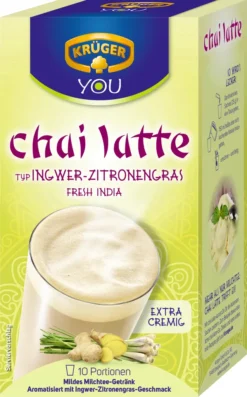 Kaffeegenuss Verkaufsgeschäft 15 Krüger You Chai Latte Typ Ingwer-Zitronengras Fresh India Extra Cremig | 10 Portionen