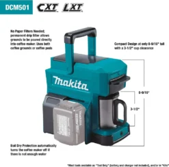 Makita Akku / Netz Tragbare Mobile Kaffeemaschine Caffee DCM501Z 18V 230V -Kaffeegenuss Verkaufsgeschäft bb155334bc56d746798865b5284a6485
