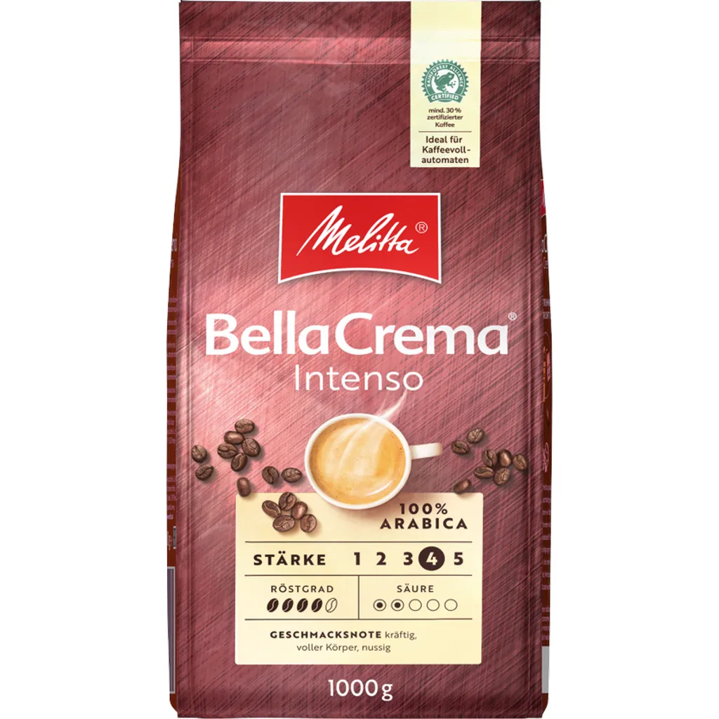 MELITTA Ganze Kaffeebohnen BellaCrema Intenso 1 Kg Starkes Aroma Intensiv 3 MELITTA Ganze Kaffeebohnen BellaCrema Intenso 1 Kg Starkes Aroma Intensiv – Bild 3