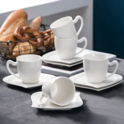 MALACASA, Serie Elvira, 36 Teilig Cremeweiß Porzellan Geschirrset Tafelservice Kaffeeservice Mit Tassen, Untertassen, Dessertteller Für 12 Person -Kaffeegenuss Verkaufsgeschäft c241bc1a80e7f4fcf8170e6b85f0e26a