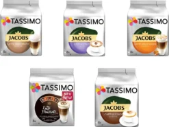 TASSIMO Kapseln Milk Range Vielfaltspaket T-Discs 40 Getränke 5 Sorten Kaffeespezialitäten