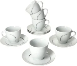 Van Well 18tlg. Kaffee-Service Home Für 6 Personen I 6x Tasse 180ml, 6x Untertasse + 6x Kuchenteller I Porzellan-Geschirr Mit Streifen In Grau, Schwarz & Creme I Kaffeepott, Dessert-Teller 11 Van Well 18tlg. Kaffee-Service Home Für 6 Personen I 6x Tasse 180ml, 6x Untertasse + 6x Kuchenteller I Porzellan-Geschirr Mit Streifen In Grau, Schwarz & Creme I Kaffeepott, Dessert-Teller -Kaffeegenuss Verkaufsgeschäft caf512b146906008b2f9a9747a800b61