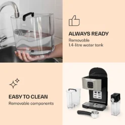 BellaVita Kaffeemaschine 3-in-1 1450 W 20 Bar Milchschäumer -Kaffeegenuss Verkaufsgeschäft d56adfe7a87c52751f8445a1699045f1