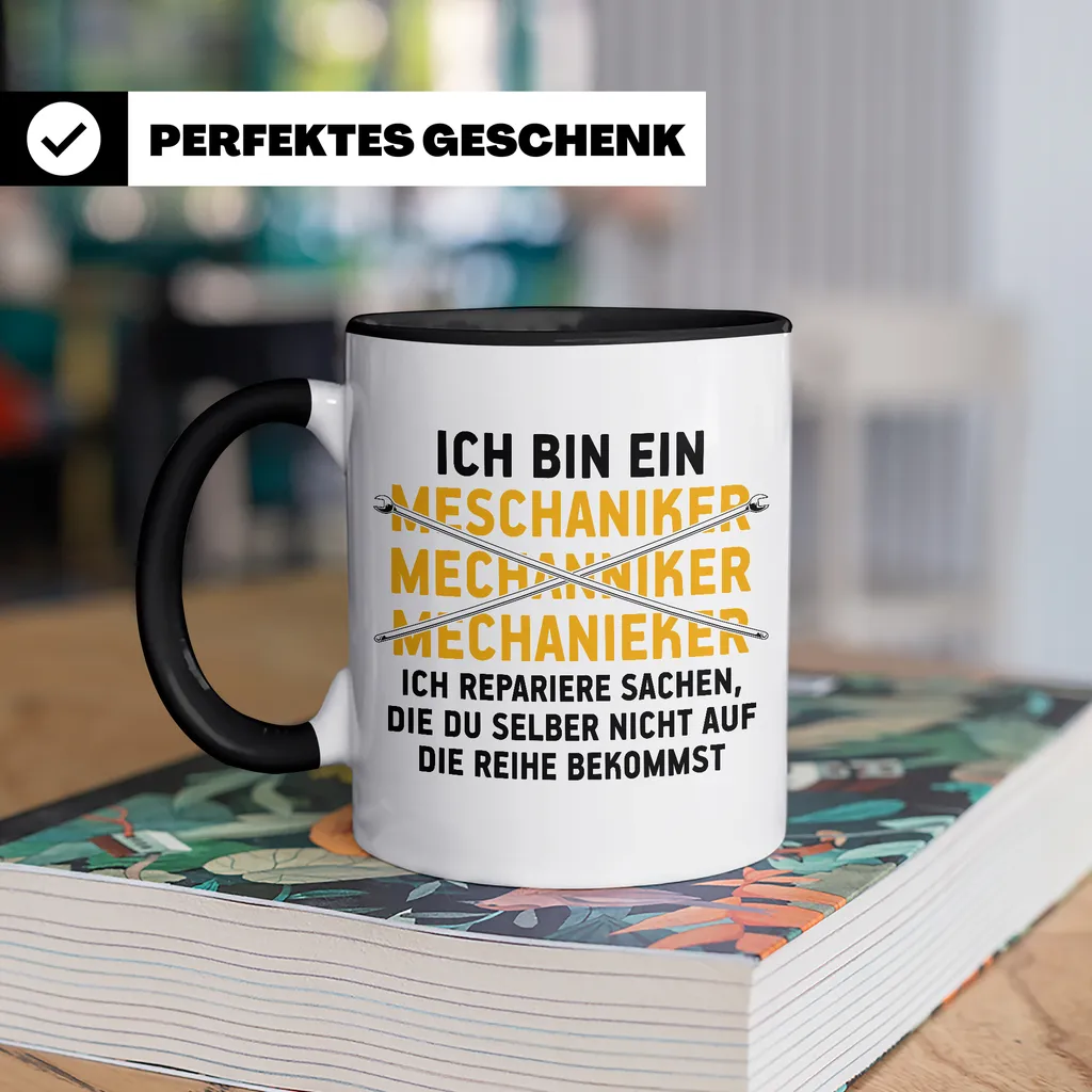 Lustige Tasse Automechaniker KFZ Mechaniker Geschenk Mechatroniker Werkstatt Tasse (Schwarz) 4 Lustige Tasse Automechaniker KFZ Mechaniker Geschenk Mechatroniker Werkstatt Tasse (Schwarz) – Bild 4