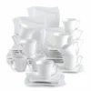 MALACASA, Serie Amparo, 36 Teilig Set Cremeweiß Porzellan Kaffeeservice Dessertteller Kaffeetasse Mit Untertasse
