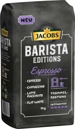 Jacobs Barista Editions Espresso, Bohnenkaffee, Ganze Bohnen, Röstkaffee, Kaffeebohnen, 4 X 1000 G -Kaffeegenuss Verkaufsgeschäft d8d1b045eaf9e2d622d22676b9ac89ff