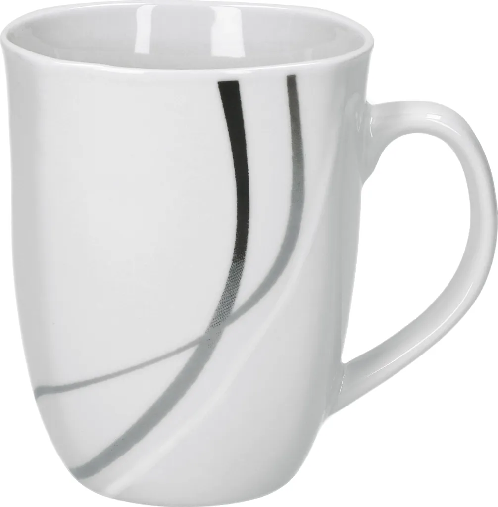 Van Well Frühstücksservice Silver Night, 12tlg 6 Personen, 6 Kaffeebecher + 6 Teller, Linien-Dekor 5 Van Well Frühstücksservice Silver Night, 12tlg 6 Personen, 6 Kaffeebecher + 6 Teller, Linien-Dekor – Bild 5