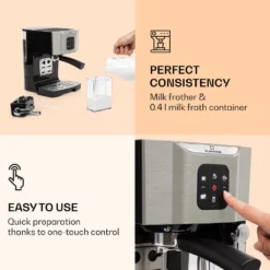 BellaVita Kaffeemaschine 3-in-1 1450 W 20 Bar Milchschäumer -Kaffeegenuss Verkaufsgeschäft dd3506771ce0430bcf3fd19e2852d115