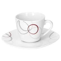 Kaffeeservice Palazzo 18tlg. - Weiß MitNachbildung-Kreisen In Grau Und Dunkelrot - Für 6 Personen -Kaffeegenuss Verkaufsgeschäft e9f8d90e77ee338b083e0dd13eeb20c8