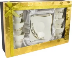 12-teiliges Medusa Mäander Kaffeeservice Mit Goldschliff Kaffeetassen Für 6 Personen 6 Tassen + 6 Untertassen Weiß-Gold Genießen Servieren Kaffee -Kaffeegenuss Verkaufsgeschäft f387cbf7af524789870ff9b9fe412709