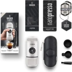 WACACO Nanopresso Tragbare Espressomaschine, Mit Nanopresso-Etui, Upgrade-Version Von Minipresso, Reisekaffeemaschine, Kaffee-To-Go, Manuell Betrieben, Weiß, Nachhaltig -Kaffeegenuss Verkaufsgeschäft f71d7ea87404288253699e43b207f313
