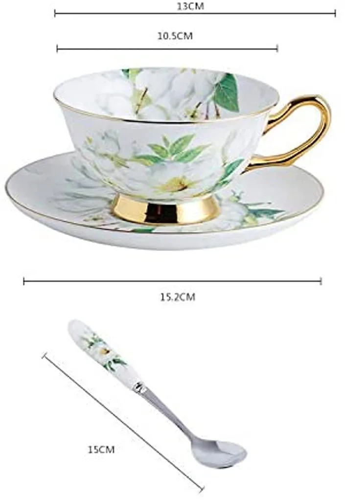 Panbado Floral Kaffeetassen Aus Premium Bone China Porzellan, Beinhaltet 1 Tassen 200 Ml, 1 Untertassen, Und 1 Löffel 4 Panbado Floral Kaffeetassen Aus Premium Bone China Porzellan, Beinhaltet 1 Tassen 200 Ml, 1 Untertassen, Und 1 Löffel – Bild 4